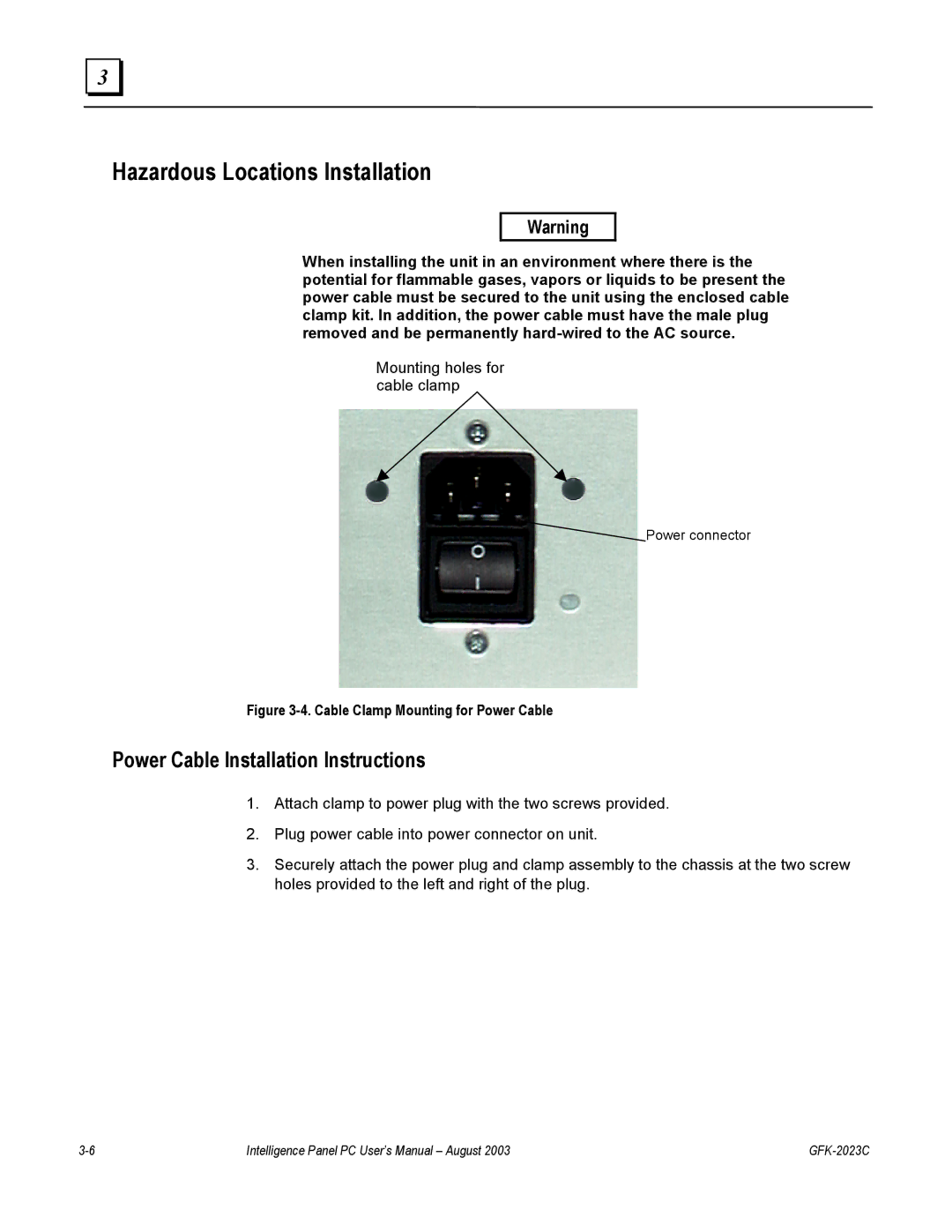 GE IC5008, IC5002, BC5005, IC5005, BC5008, BC5002 Hazardous Locations Installation, Power Cable Installation Instructions 