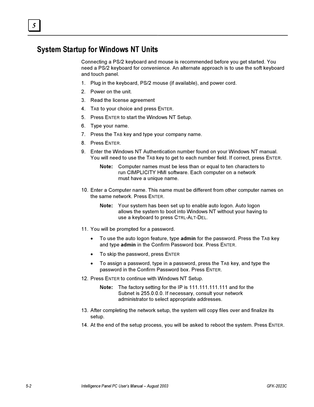 GE BC5008, IC5002, BC5005, IC5005, IC5008, BC5002 user manual System Startup for Windows NT Units 