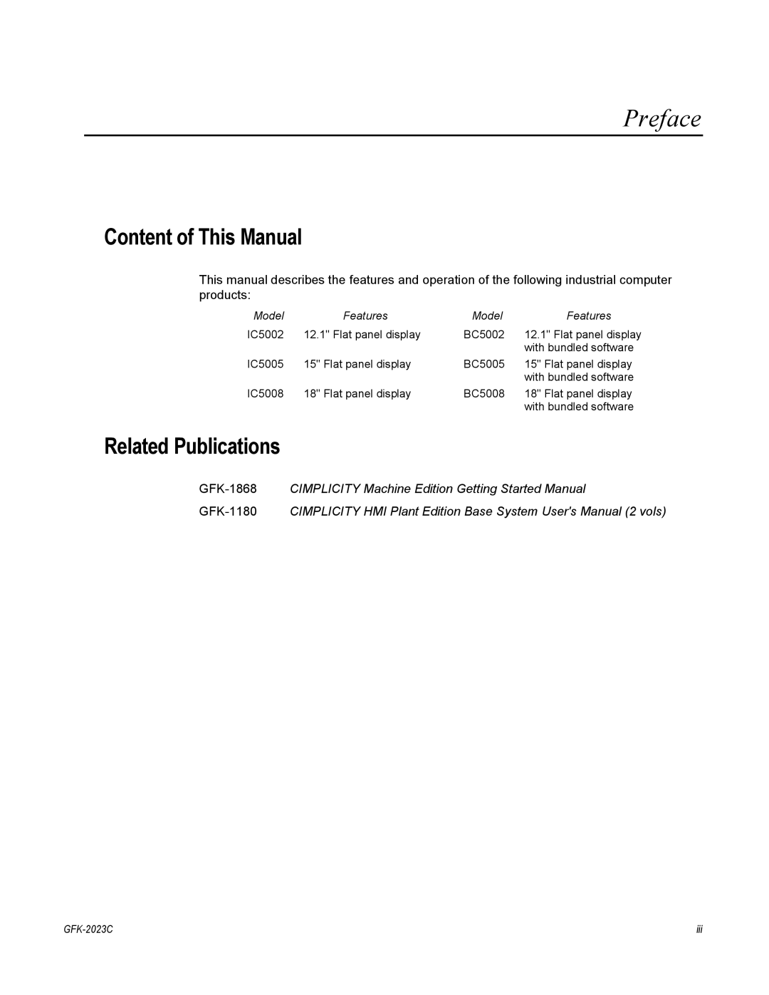 GE IC5008, IC5002, BC5005, IC5005, BC5008, BC5002 user manual Preface 