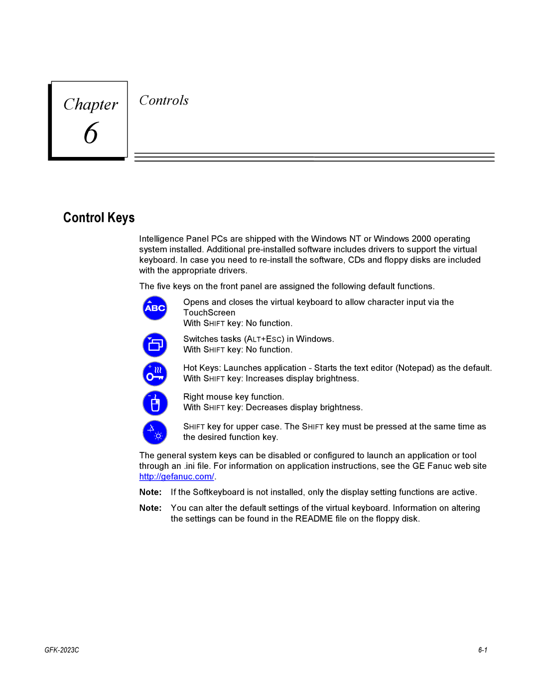 GE IC5005, IC5002, BC5005, IC5008, BC5008, BC5002 user manual Control Keys 