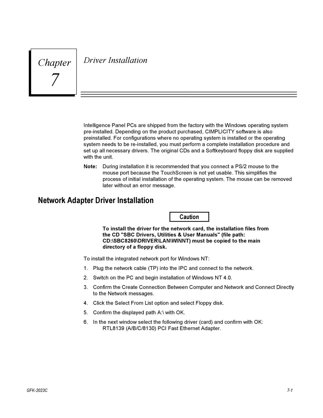 GE IC5008, IC5002, BC5005, IC5005, BC5008, BC5002 user manual Network Adapter Driver Installation 