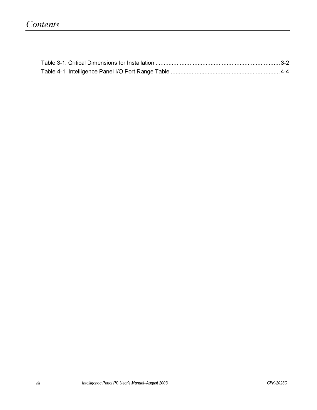 GE IC5005, IC5002, BC5005, IC5008, BC5008, BC5002 user manual Viii GFK-2023C 