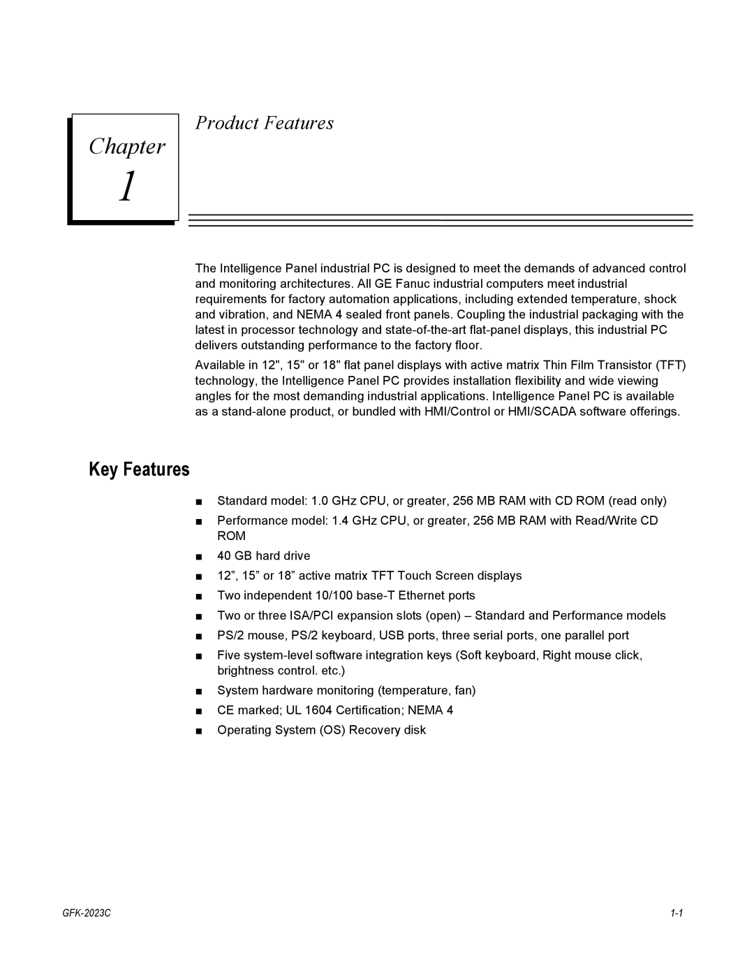 GE IC5008, IC5002, BC5005, IC5005, BC5008, BC5002 user manual Chapter, Key Features 