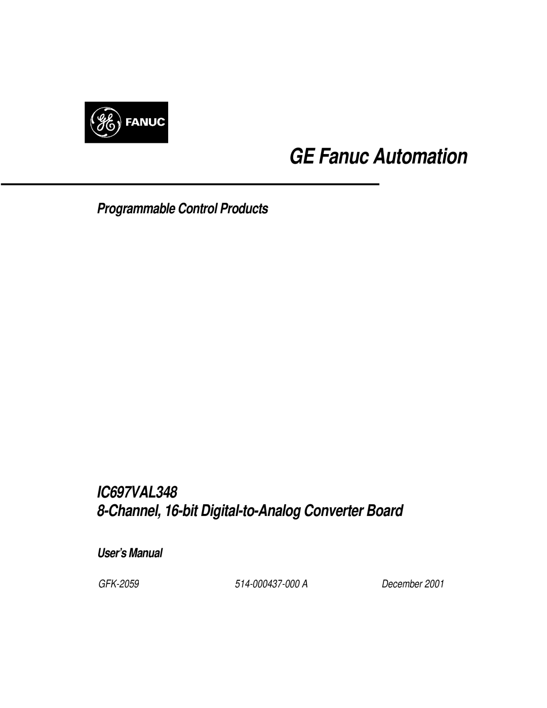 GE IC697VAL348 user manual GE Fanuc Automation 