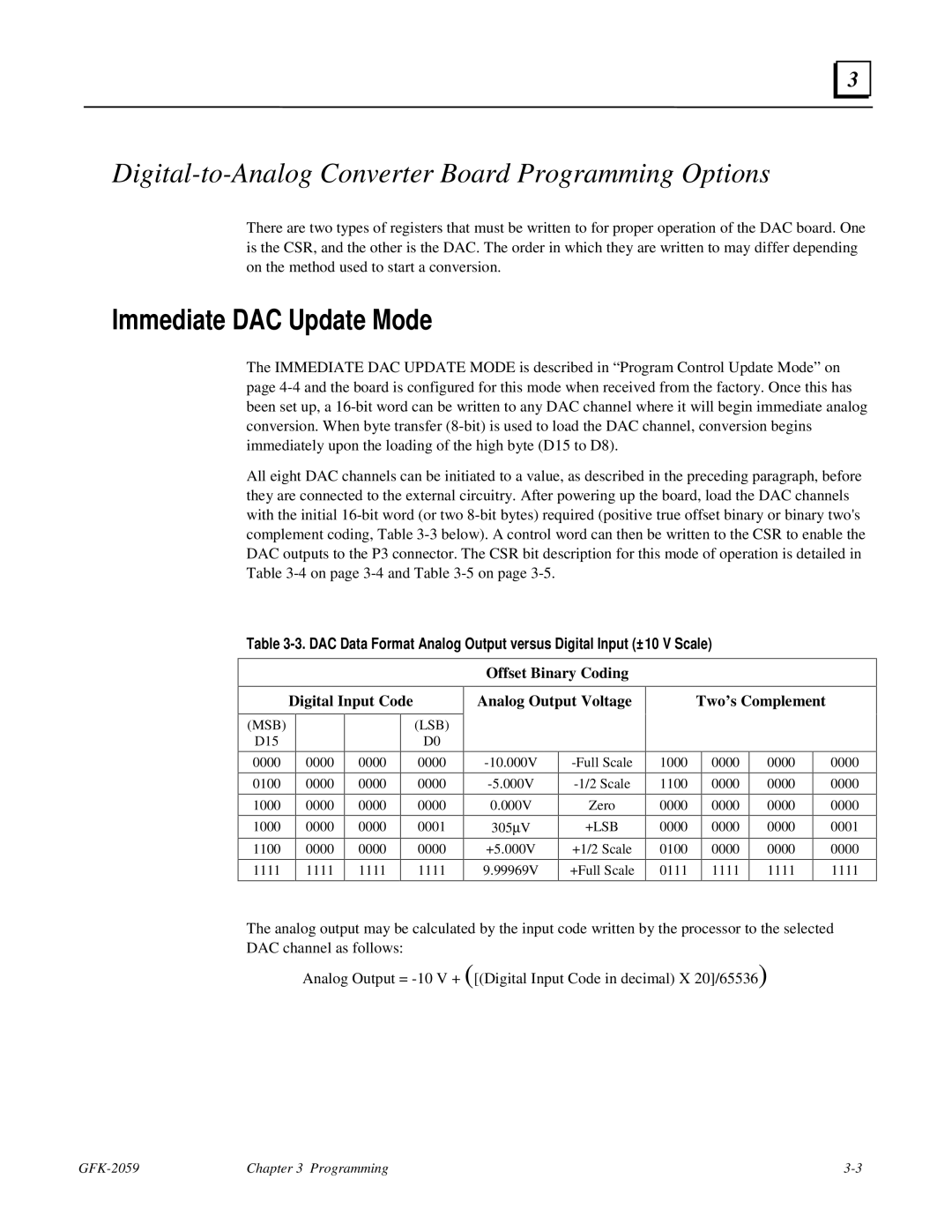 GE IC697VAL348 user manual Digital-to-Analog Converter Board Programming Options, Immediate DAC Update Mode 