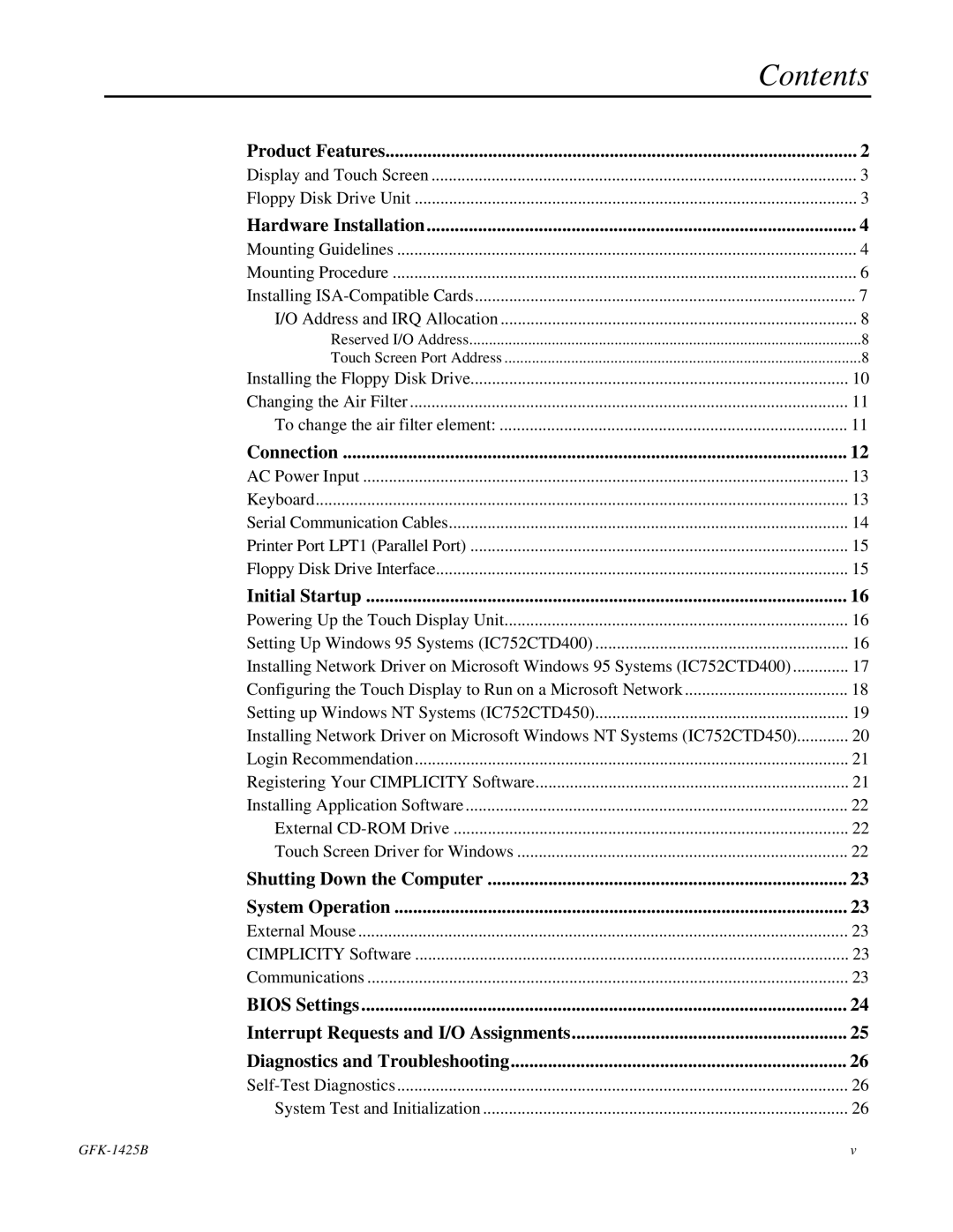 GE IC752CTD400, 450 manual Contents 