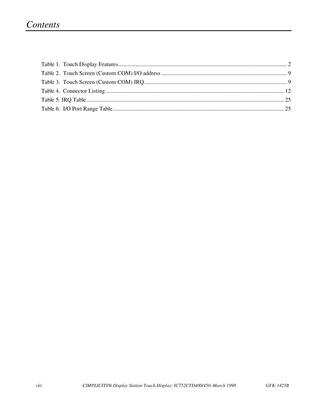 GE 450, IC752CTD400 manual Contents 