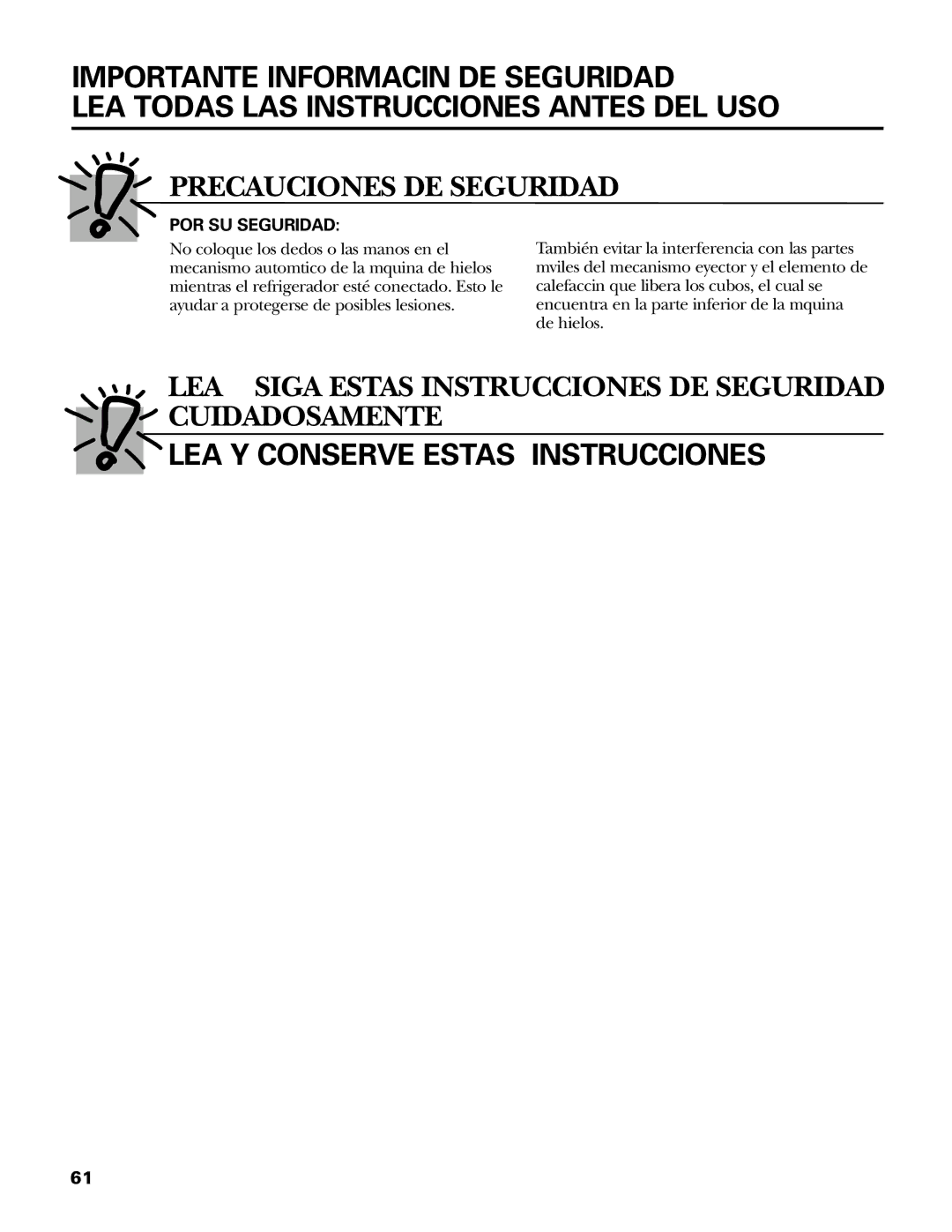 GE IM-5SS installation instructions LEA Y Conserve Estas Instrucciones 