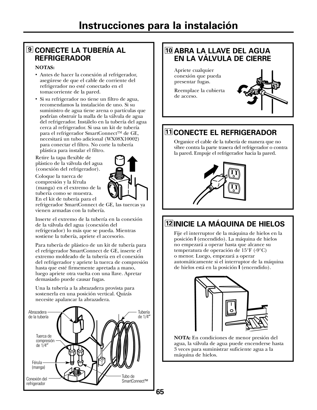 GE IM-5SS Conecte LA Tubería AL Refrigerador, Conecte EL Refrigerador, Inicie LA Máquina DE Hielos 