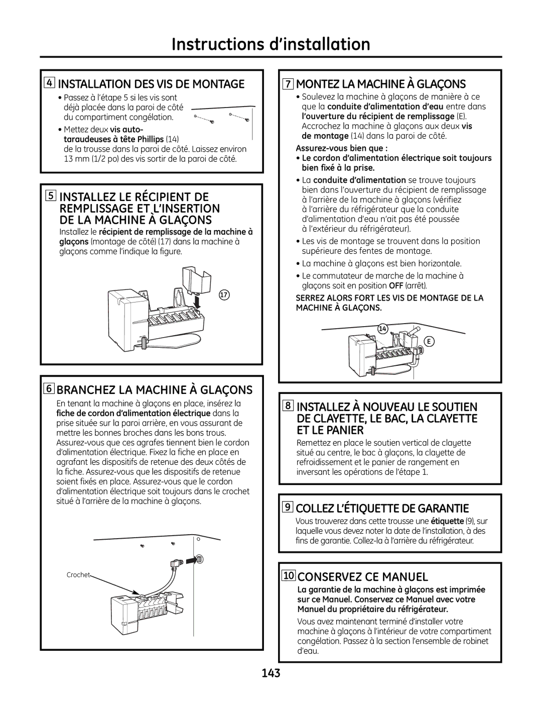 GE IM-6 Montez Lamachine Àglaçons, Etlepanier, Collezl’Étiquettedegarantie, Du compartiment congélation 