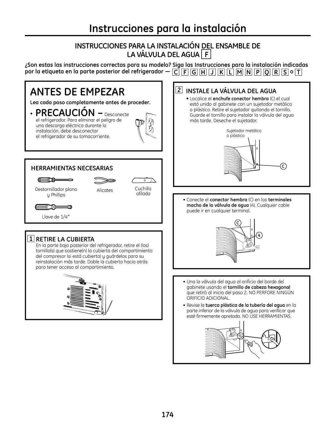 GE IM-6 installation instructions Retire LA Cubierta, Llave de 1/4″ 