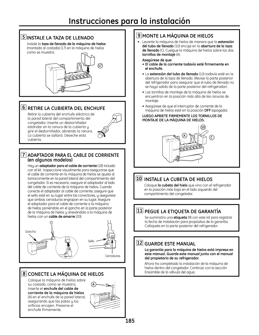 GE IM-6 installation instructions 185 