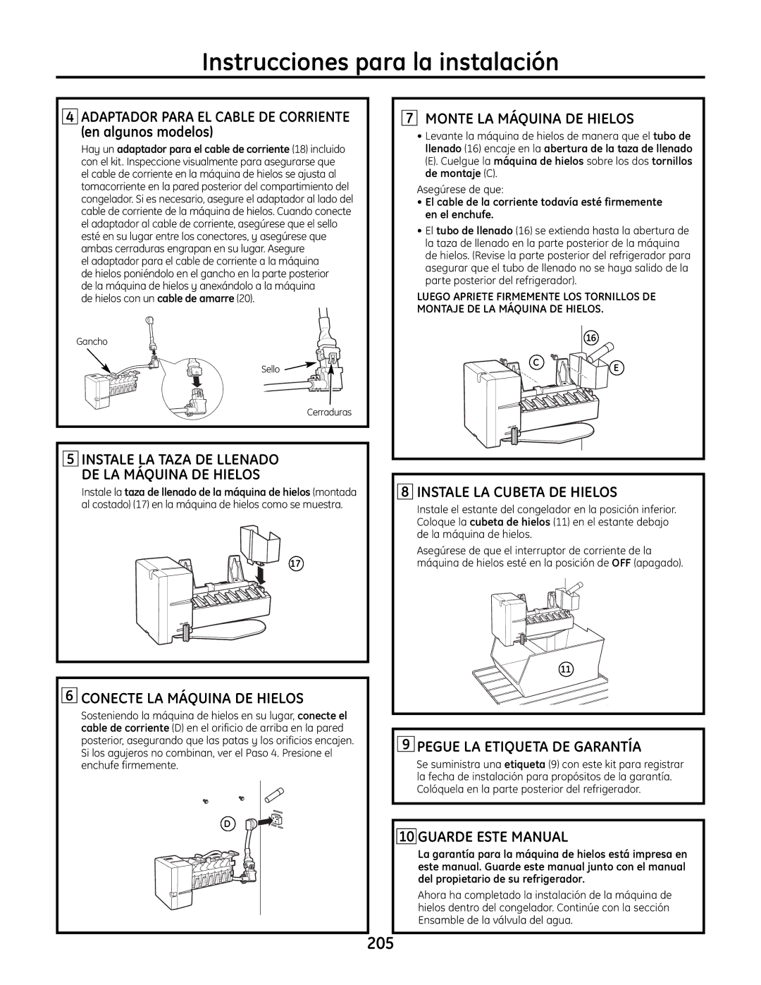 GE IM-6 installation instructions 205 