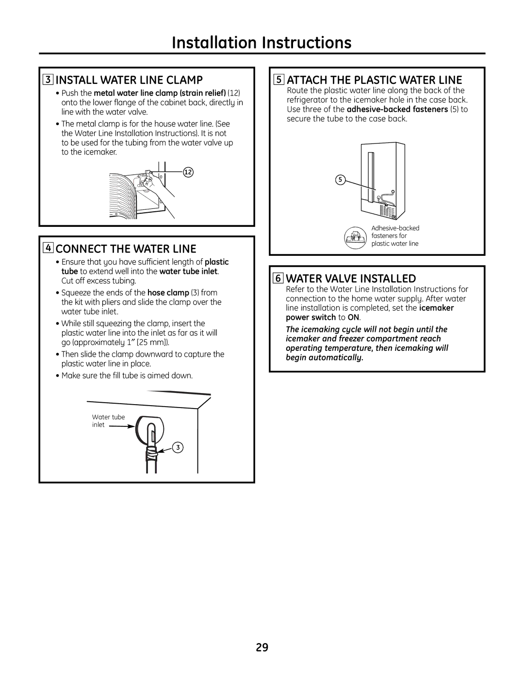 GE IM-6 installation instructions Plastic water line 