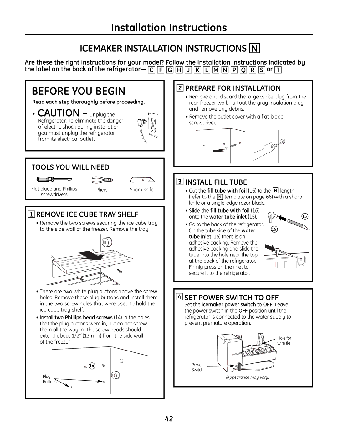 GE IM-6 Icemaker Installation Instructions N, Slide the fill tube with foil Onto the water tube inlet 