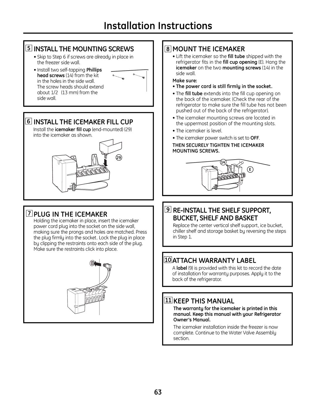 GE IM-6 installation instructions Install the Mounting Screws 