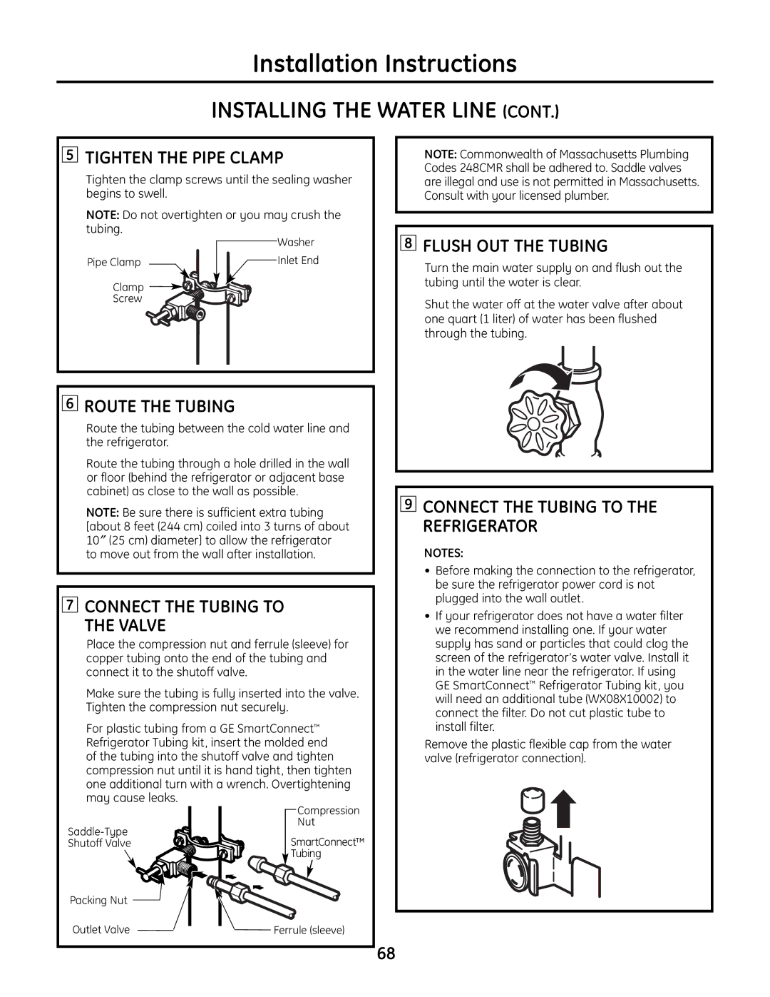 GE IM-6 Tighten the Pipe Clamp, Route the Tubing, Connect the Tubing to Valve, Flush OUT the Tubing 