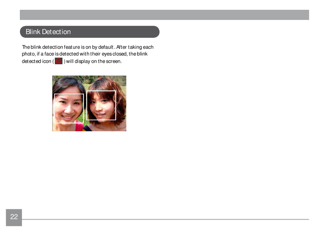 GE J1470S user manual Blink Detection, Detected icon will display on the screen 