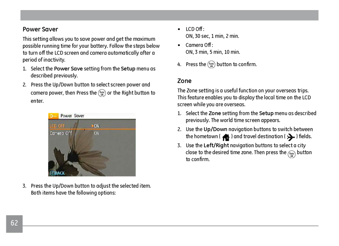 GE J1470S user manual Power Saver, Zone 