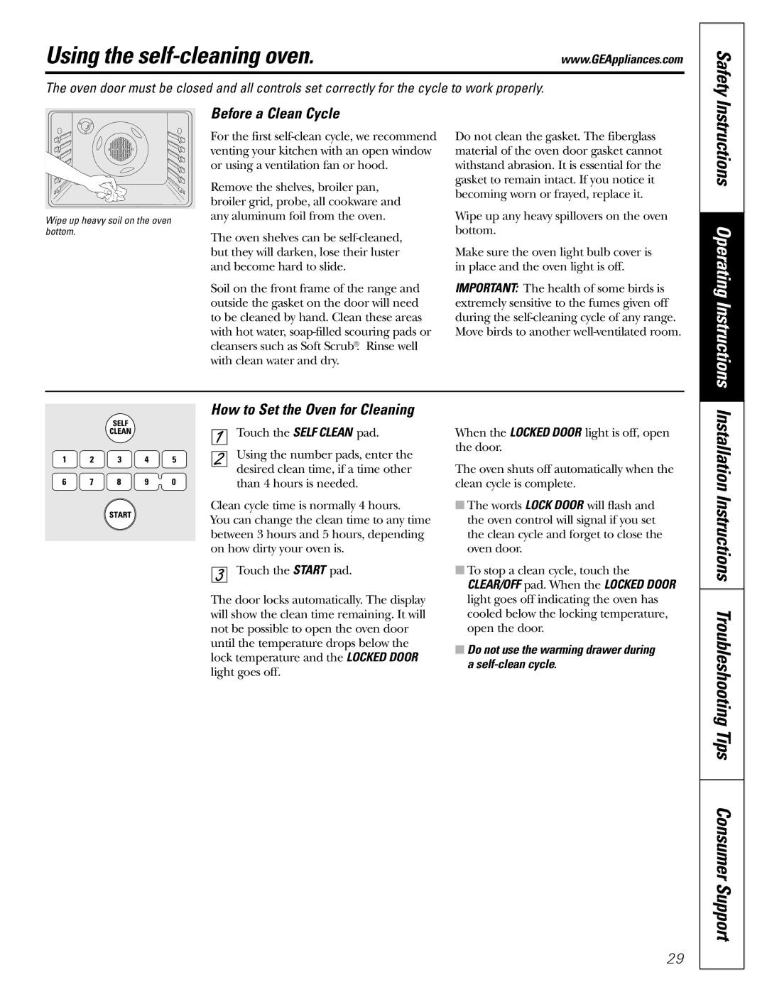 GE J2B915 installation instructions Using the self-cleaning oven, Before a Clean Cycle, How to Set the Oven for Cleaning 