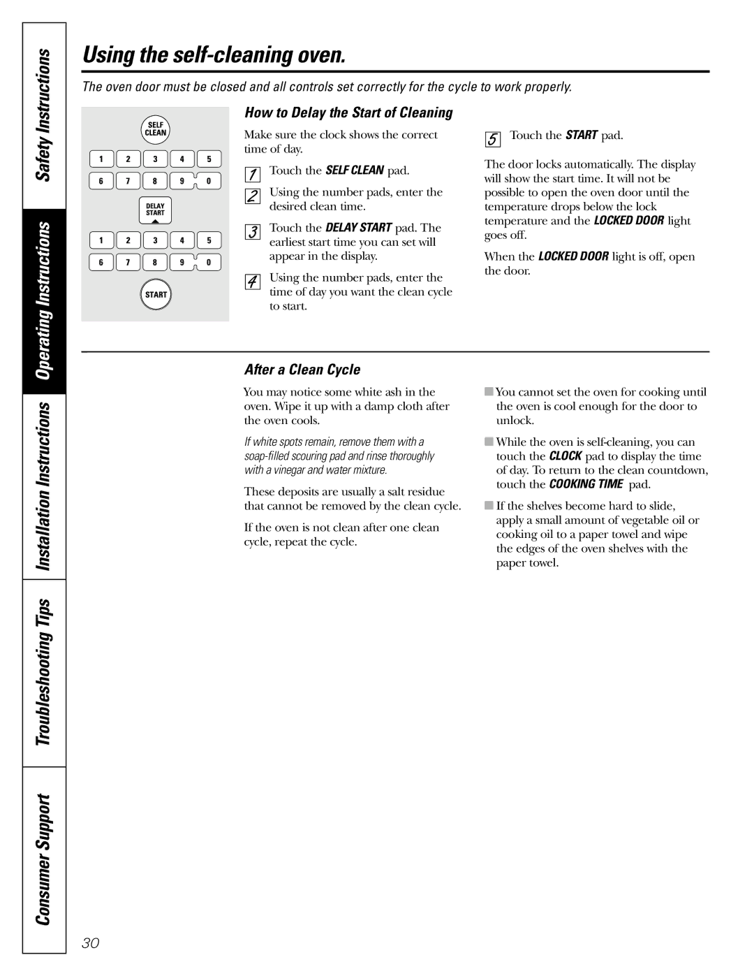 GE J2B915 installation instructions Operating Instructions Safety, How to Delay the Start of Cleaning, After a Clean Cycle 