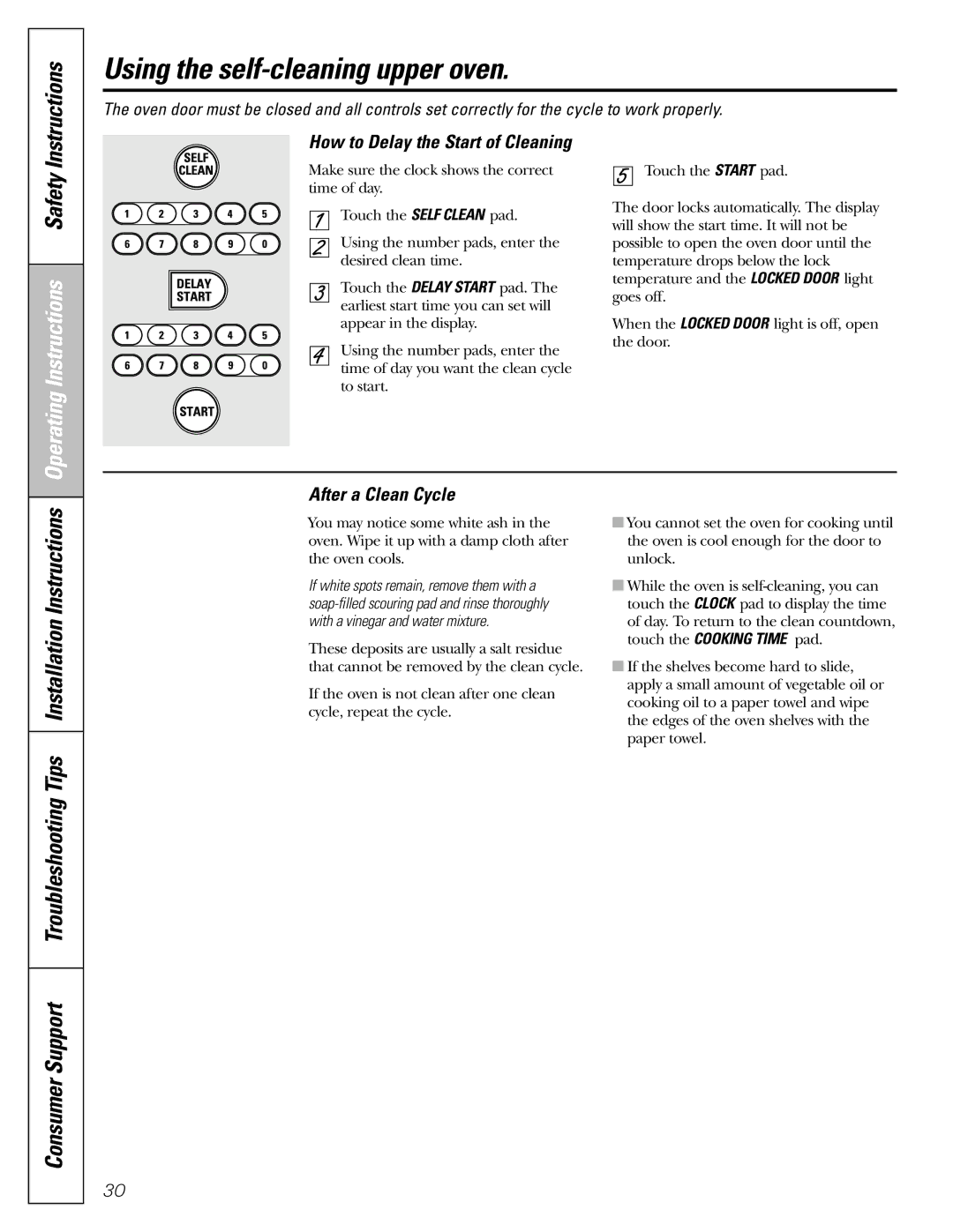 GE J2B918 installation instructions Operating Instructions Safety, How to Delay the Start of Cleaning, After a Clean Cycle 