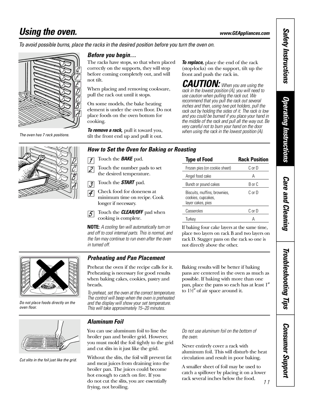 GE J2S968 manual Using the oven, Safety, Troubleshooting Tips 