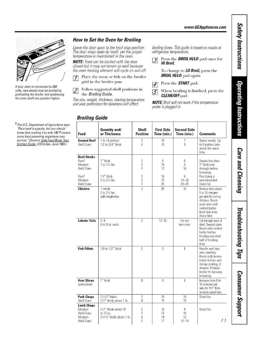 GE J7912-30 How to Set the Oven for Broiling, Follow suggested shelf positions in the Broiling Guide, CLEAR/OFFpad 