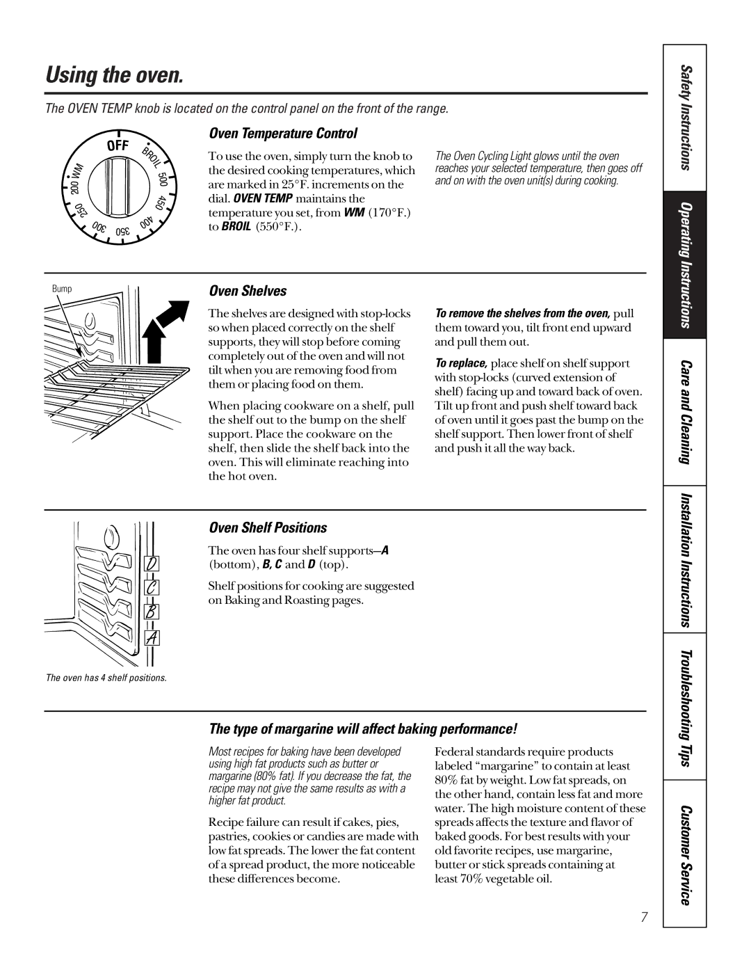 GE 164D3333P184, JAS02V owner manual Using the oven 