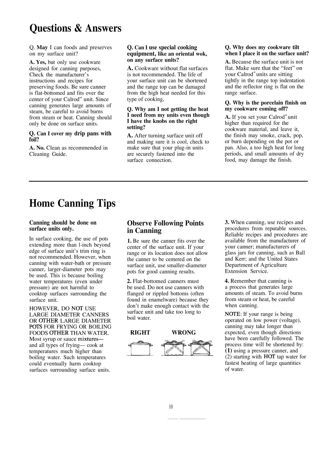 GE JAS03M, JAS02M warranty Questions & Answers, Home Canning Tips, Observe Following Points in Canning 