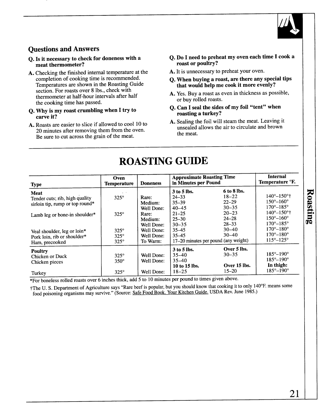 GE JB571GM, JB570GM, JBP29G, MNU106 manual Roastinggu~E, Questions and Answers 