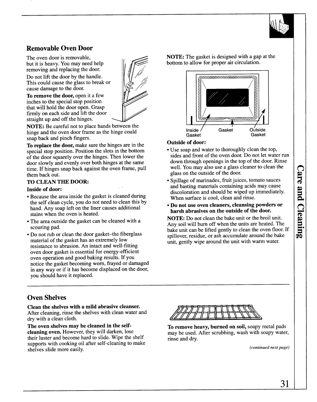 GE MNU106, JB570GM, JB571GM, JBP29G manual RemovableOven Door, Outside of door 