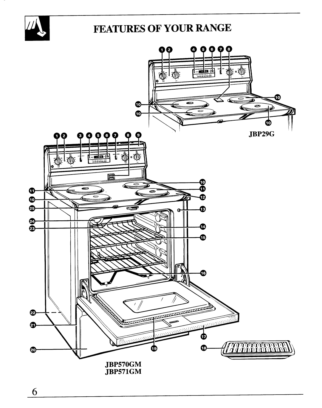 GE JB570GM, JB571GM, MNU106 manual FEA-S Ofyour Range, JBP29G ‘ \ \\’ 