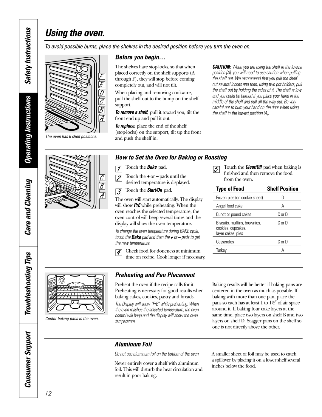 GE EER4000, JB660, JB650, JB640, EER4001, EER2002 Care and Cleaning, Tips, Troubleshooting, Before you begin…, Aluminum Foil 