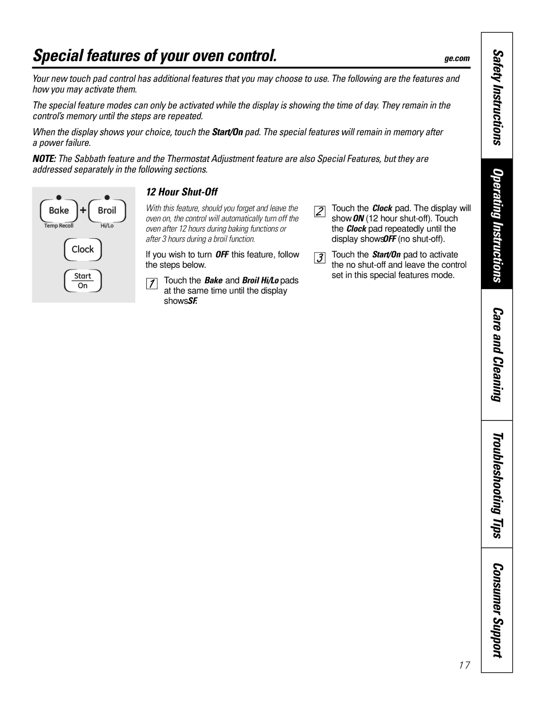 GE EER4001, JB660, JB650, JB640, EER2002, EER4000, EER2001 owner manual Special features of your oven control, Hour Shut-Off 