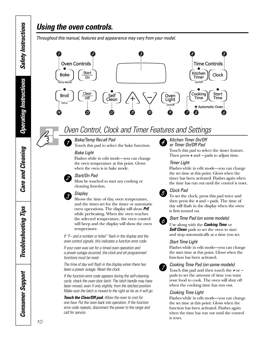 GE JB645, JB670, JB680 owner manual Using the oven controls, Oven Control, Clock and Timer Features and Settings 