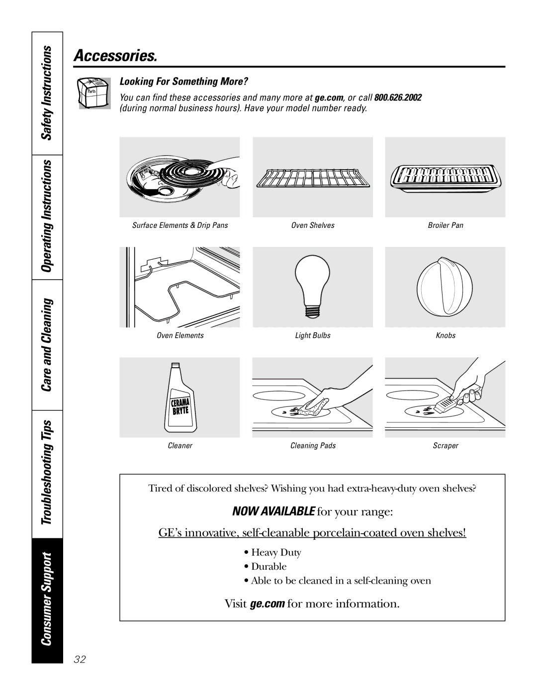 GE JB680, JB670, JB645 owner manual Accessories, Looking For Something More? 