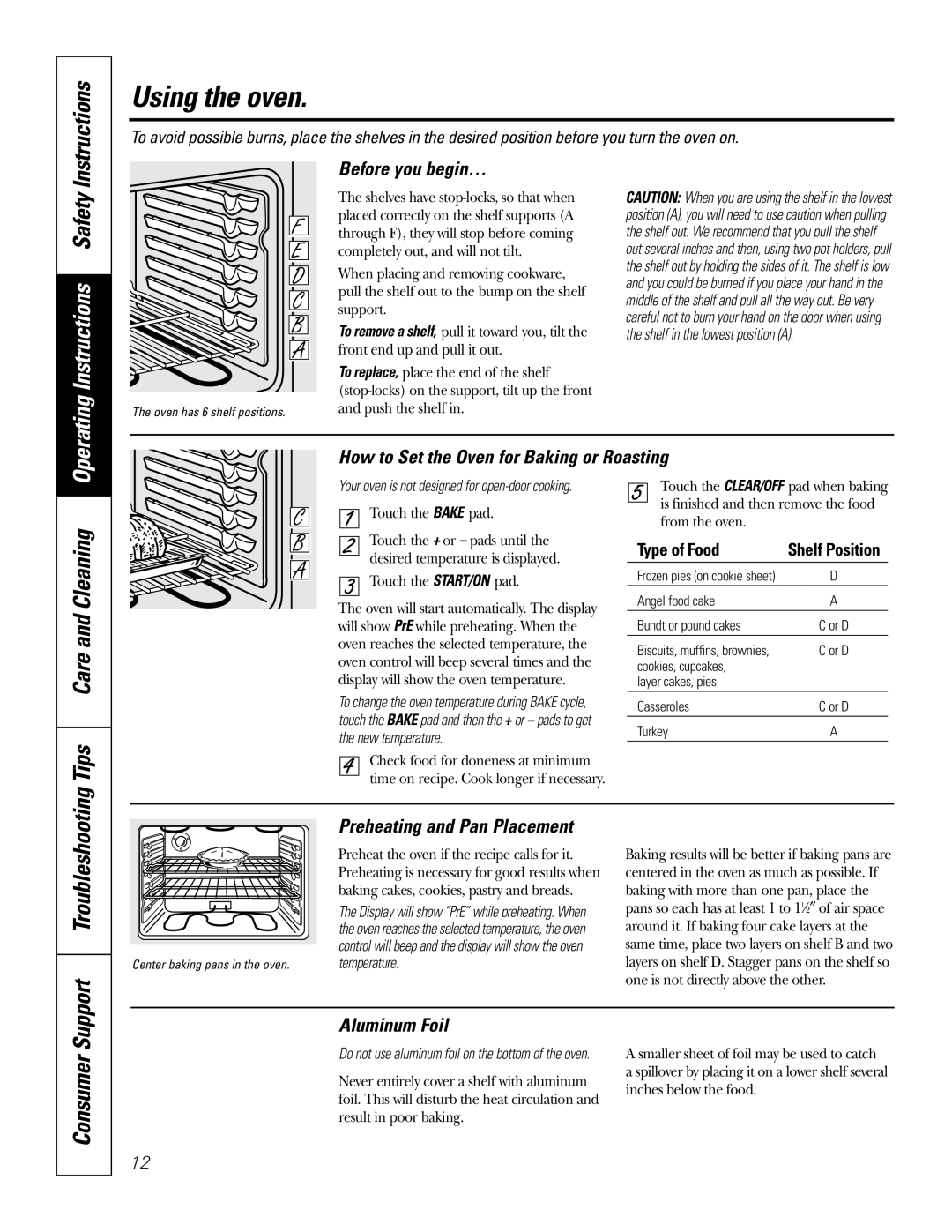 GE JBP81, JB710, EER3001, JBP71, JBP72 owner manual Using the oven 