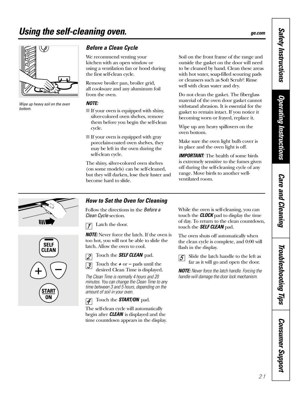 GE EER3001, JB710, JBP81, JBP71 Using the self-cleaning oven, Before a Clean Cycle, Safety, How to Set the Oven for Cleaning 