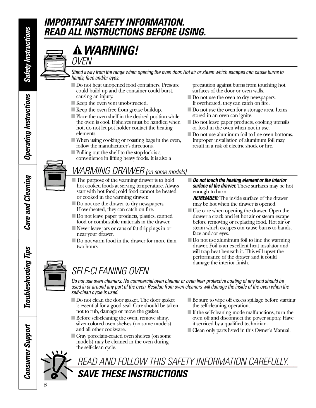 GE EER3001, JB710, JBP81, JBP71, JBP72 owner manual Oven 