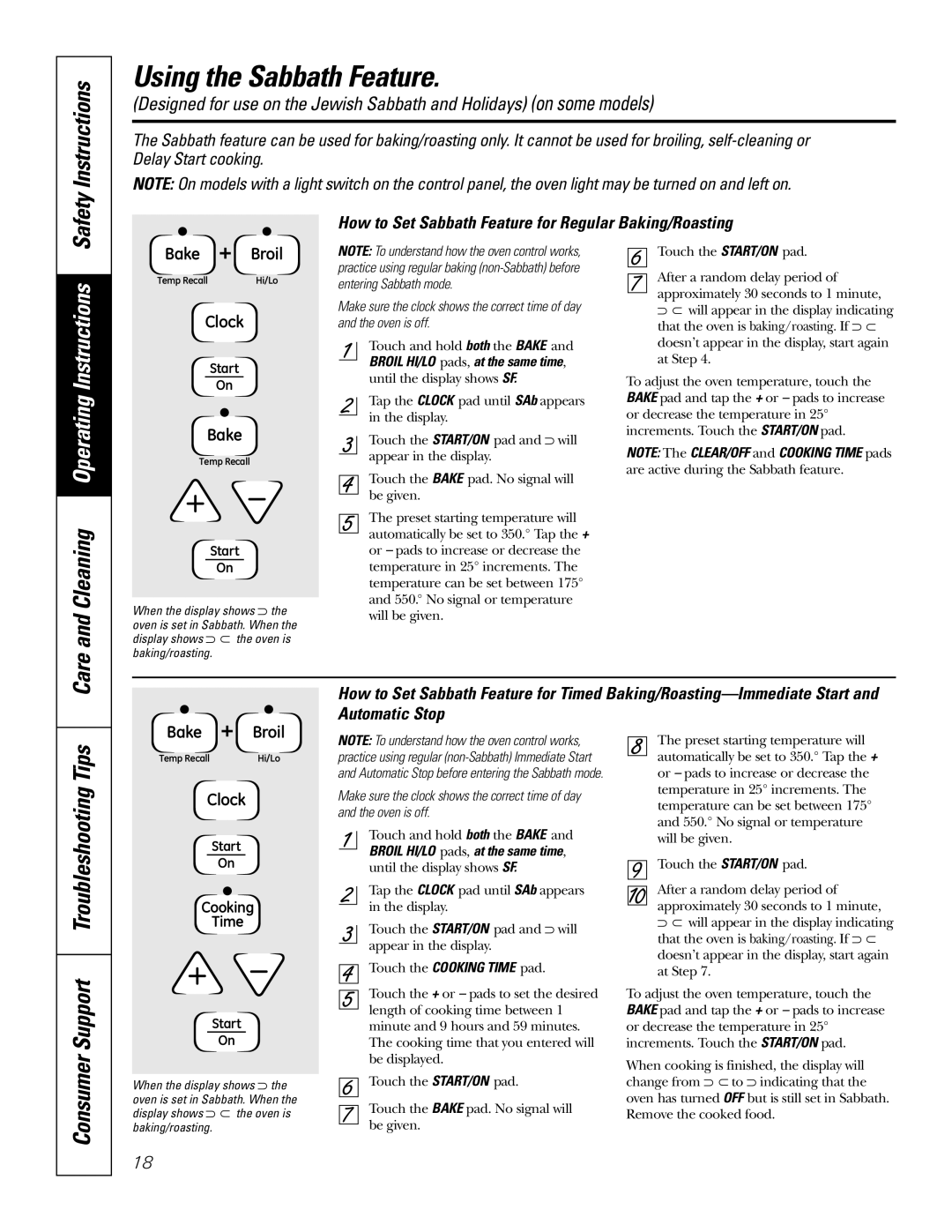 GE JB730, JB690, JB720 owner manual Using the Sabbath Feature, Consumer Support Troubleshooting Tips 