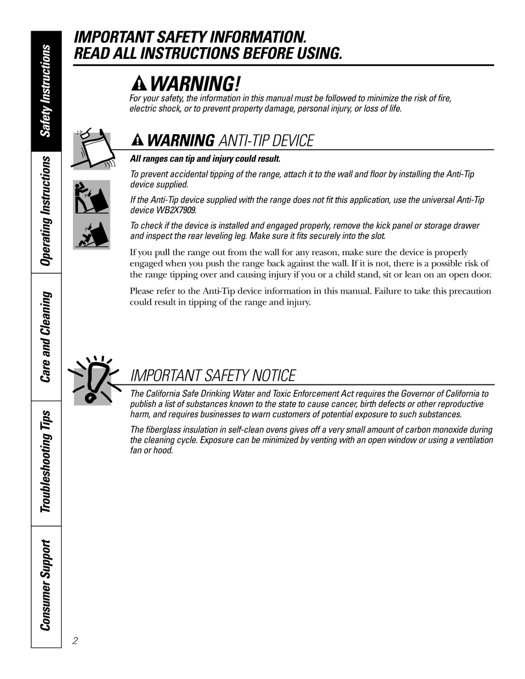 GE JB720, JB730, JB690 owner manual Important Safety Notice, All ranges can tip and injury could result 