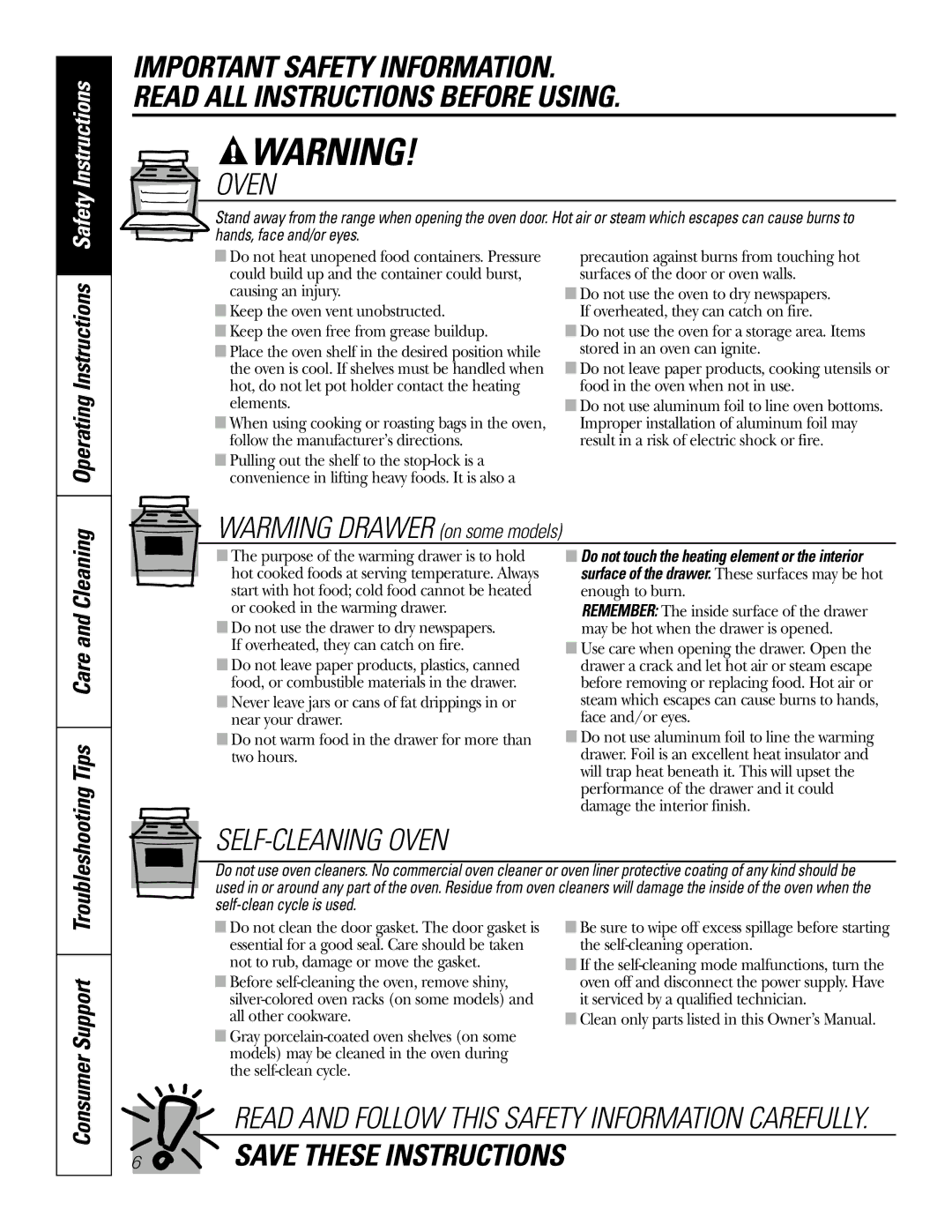 GE JB730, JB690, JB720 owner manual Oven, Operating Instructions 