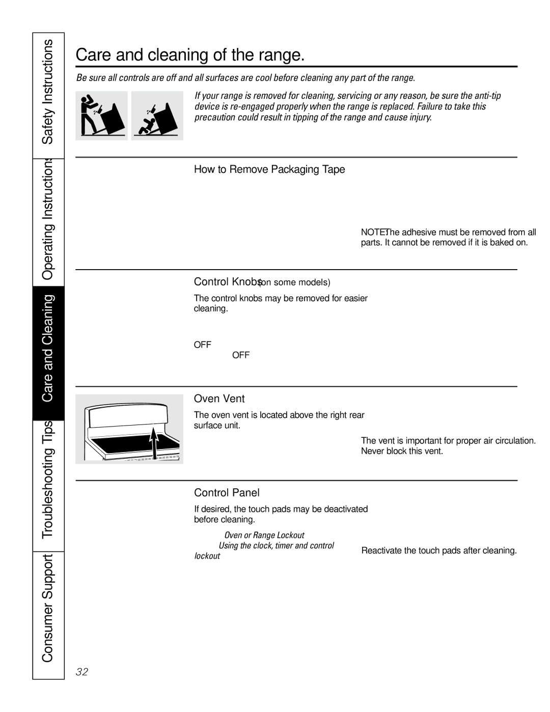 GE JB905 owner manual Care and cleaning of the range, Tips, Operating Instructions 