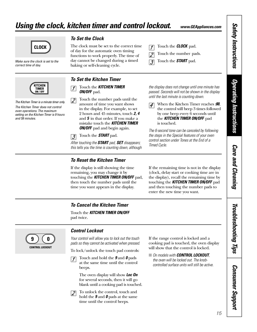 GE JB910 owner manual Operating Instructions Care, Tips Consumer Support 