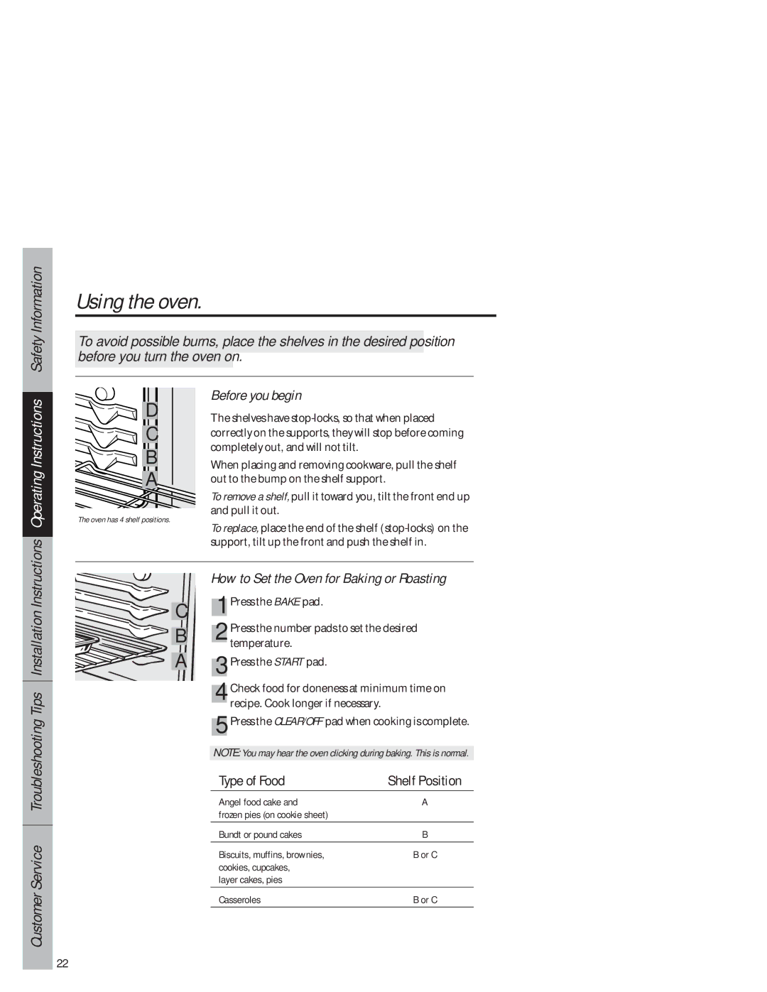 GE JB940 owner manual Using the oven, Before you begin…, How to Set the Oven for Baking or Roasting 