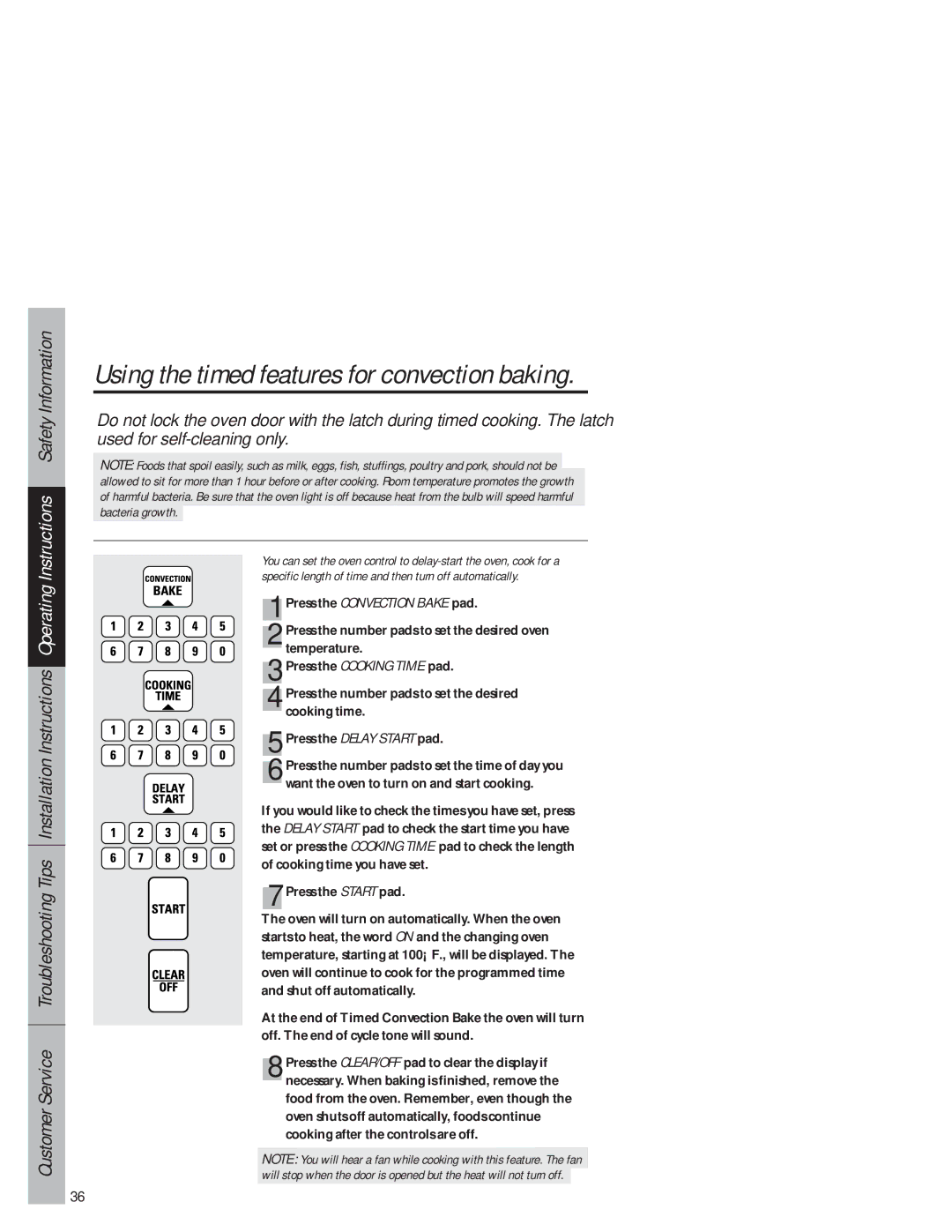 GE JB940 owner manual Using the timed features for convection baking 