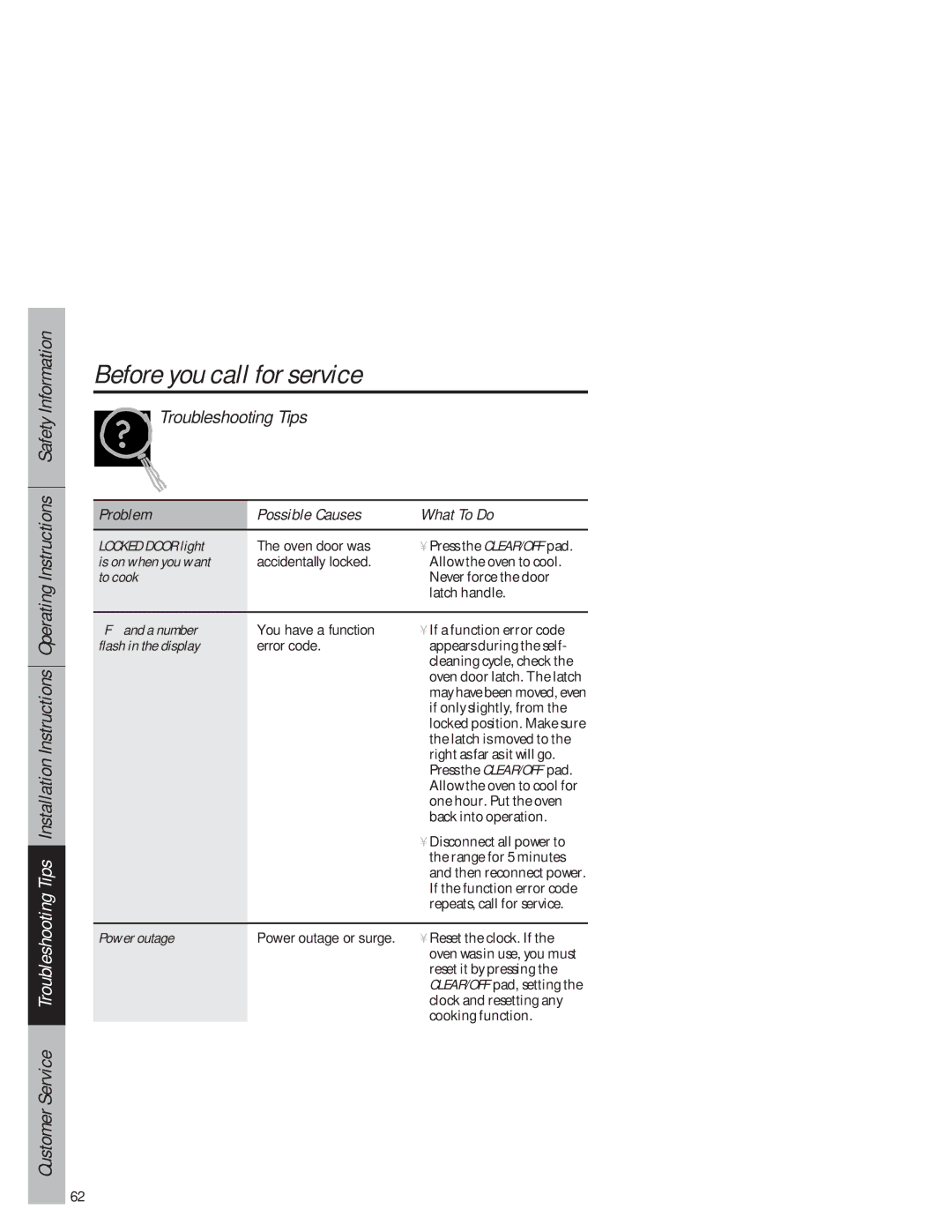 GE JB940 owner manual Locked Door light, Is on when you want, To cook, A number, Flash in the display, Power outage 