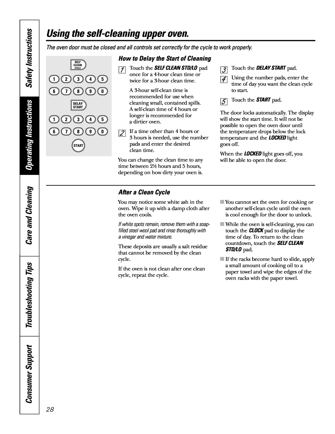 GE JB968 manual Operating Instructions Safety, After a Clean Cycle, How to Delay the Start of Cleaning 