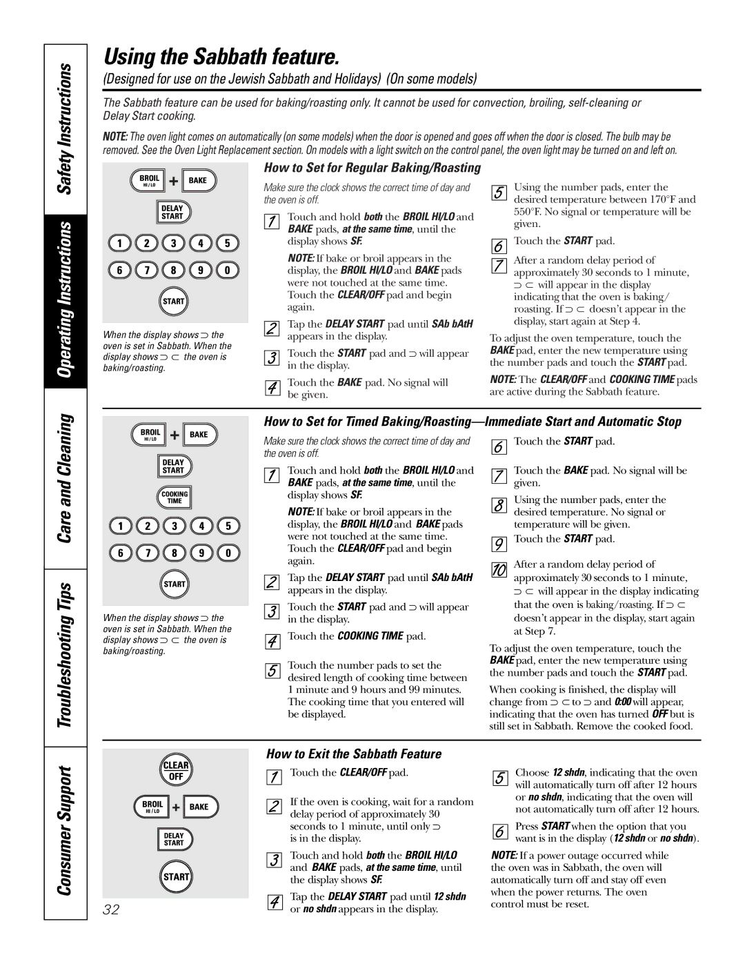 GE JB988 owner manual Using the Sabbath feature, How to Exit the Sabbath Feature, How to Set for Regular Baking/Roasting 